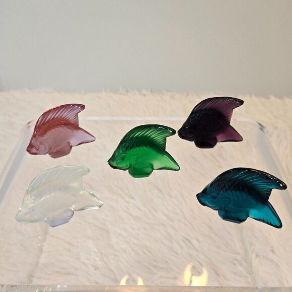 LALIQUE Crystal Turquoise Luster Fish Sculpture - Picture 2 of 8